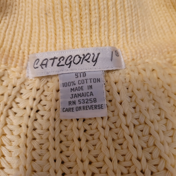 Category 1 Light Yellow V-Neck Cable Knit Sweater - Picture 4 of 4